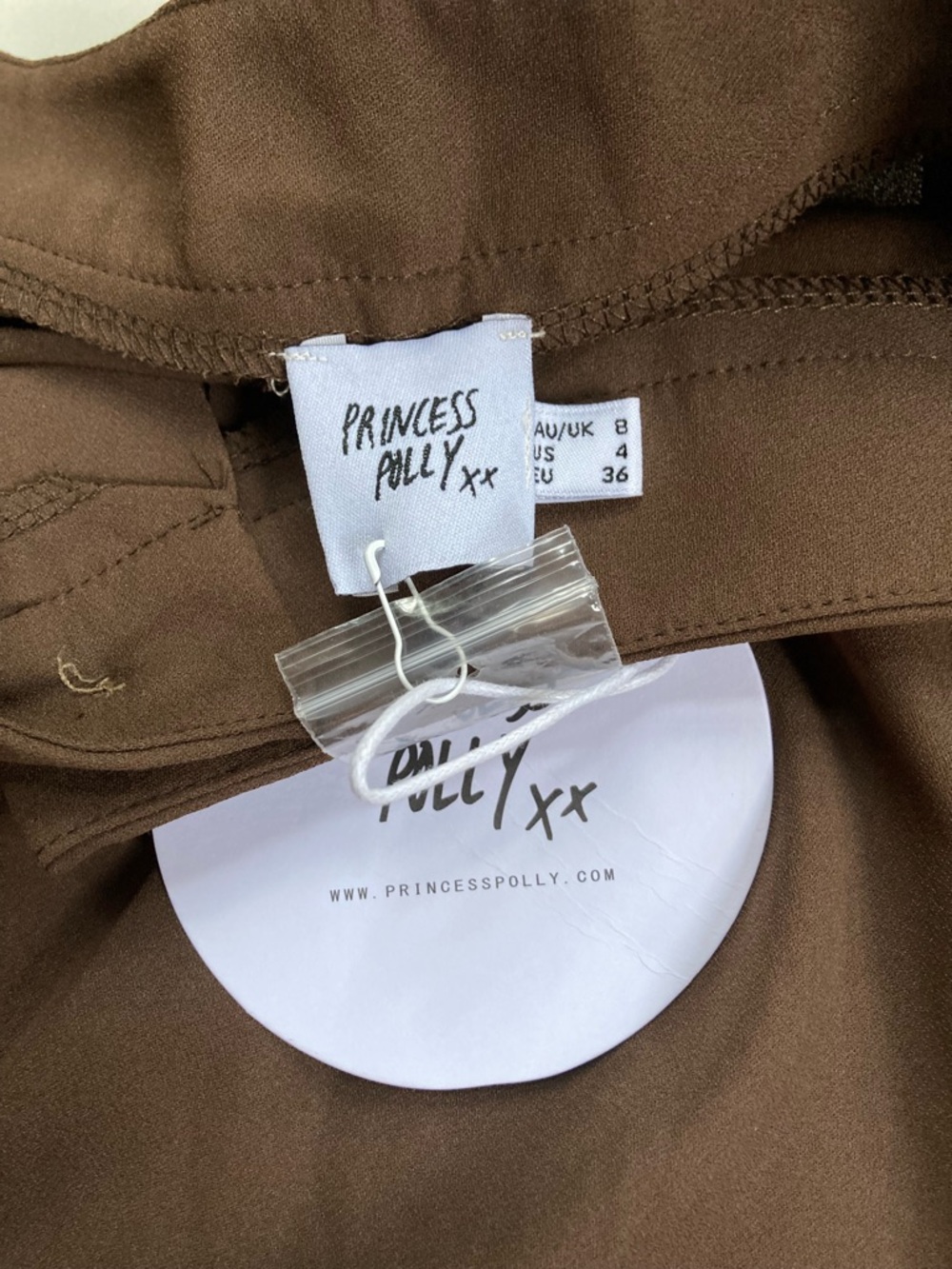 NWT Princess Polly Kylia Pants Brown High Waisted Wide Leg Pleated Trouser Sz 4 - Picture 6 of 11